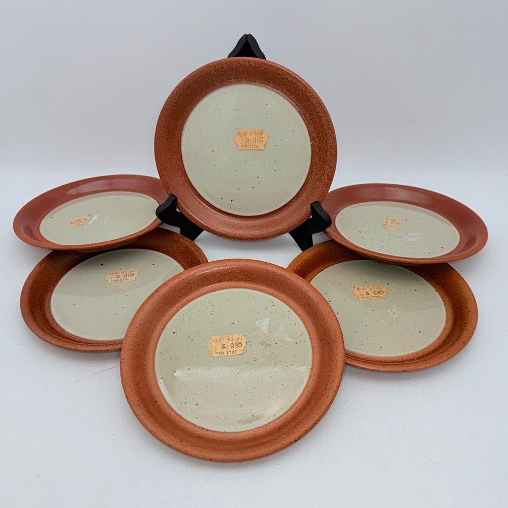 Set of 6 vintage desert bread plates Sial Hors Serie art pottery, Cerval plates